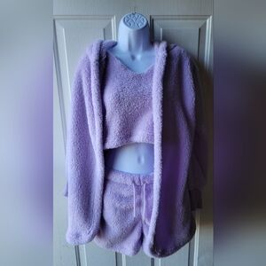Pastel Purple Plush Fuzzy 3 Peice Lounge Set Size Medium